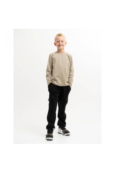 Спортивні джогери карго для хлопчика чорний двонитка - 1