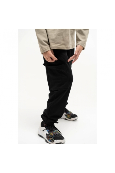 Спортивні джогери карго для хлопчика чорний двонитка - 2