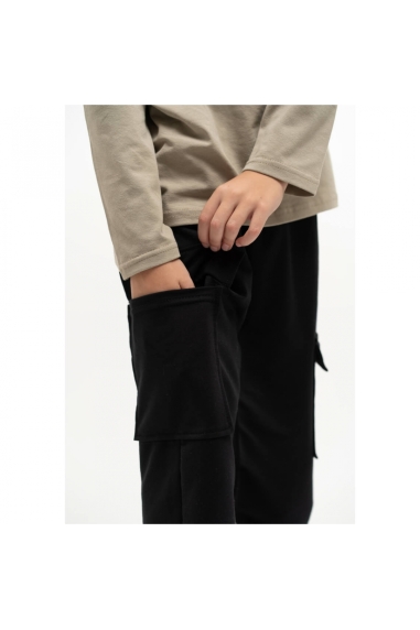 Спортивні джогери карго для хлопчика чорний двонитка - 3