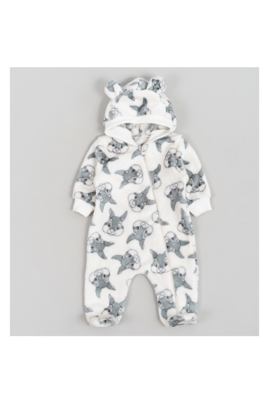 Пухнастий комбінезон для малят Зайчики білий велсофт