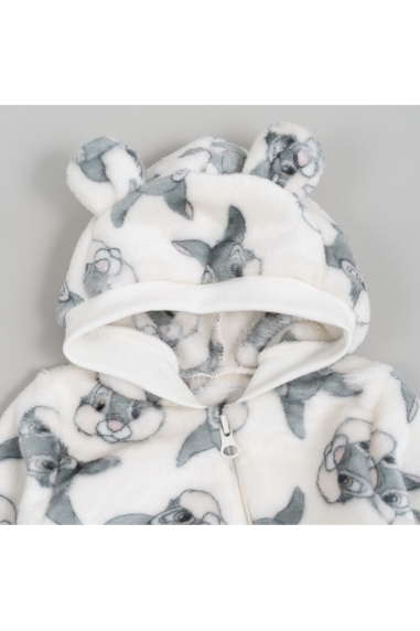 Пухнастий комбінезон для малят Зайчики білий велсофт - 1