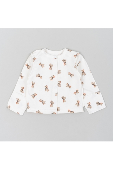 Кофтинка для новонароджених молочний Зебри начіс(футер)