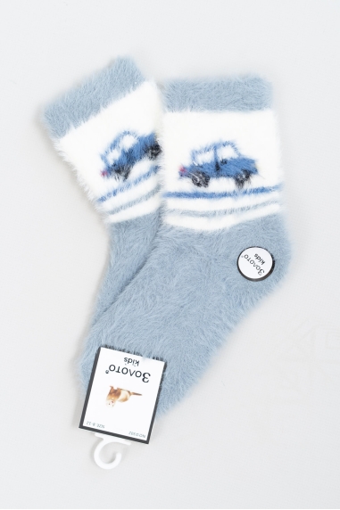 Шкарпетки пухнасті  для хлопчика сіро блакитний ангора
