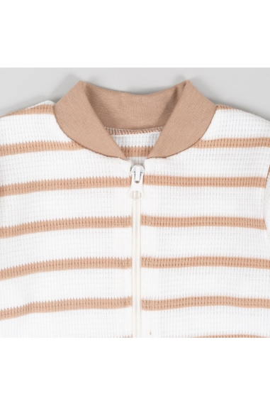 Комбінезони для малят в смужку бежевий вафельна структура - 1
