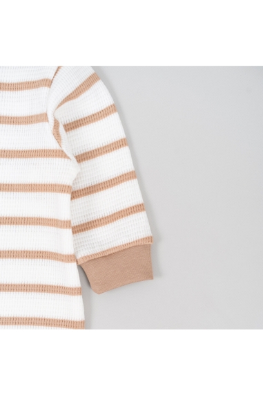 Комбінезони для малят в смужку бежевий вафельна структура - 2