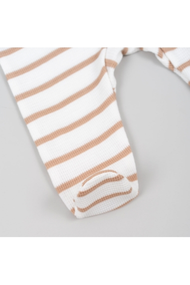 Комбінезони для малят в смужку бежевий вафельна структура - 3