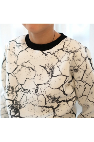 Джемпер теплий для хлопчика білий тринитка на флісі - 1