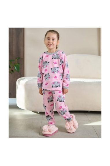 Піжама для дівчинки Котик рожевий начіс (футер)