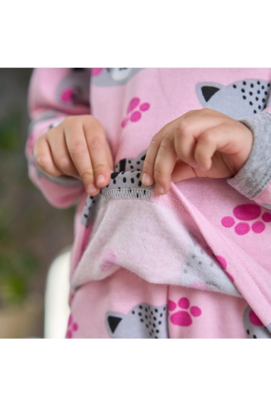 Піжама для дівчинки Котик рожевий начіс (футер) - 2