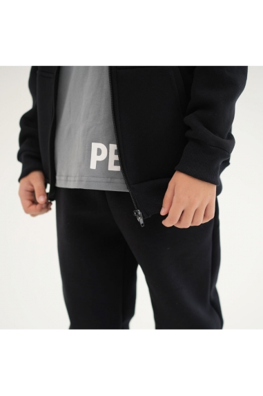 Костюм для хлопчика чорний тринитка на флісі - 1