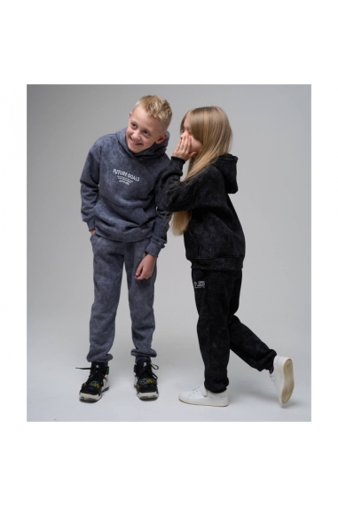 Костюм для дівчинки чорний тринитка на флісі - 1