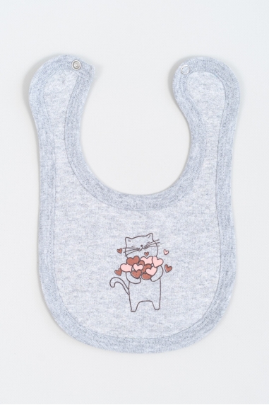 Слинявчик дитячий Котик сірий начіс (футер)