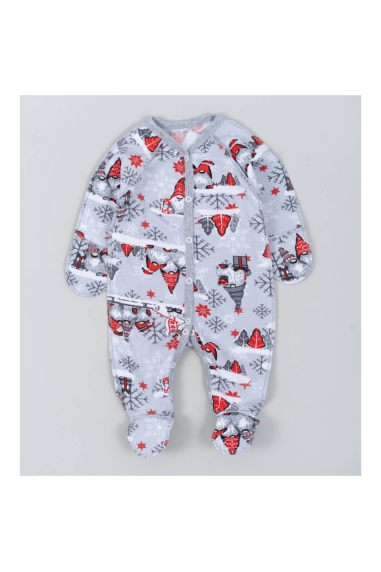 Сліп для новонароджених Новорічний сірий Гноми начіс високої якості(футер)