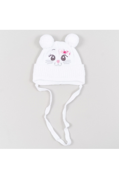 Шапчка для  новонародженої білий в'язка