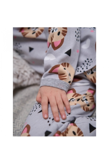 Піжама для дівчинки Киці сірий начіс(футер) - 1