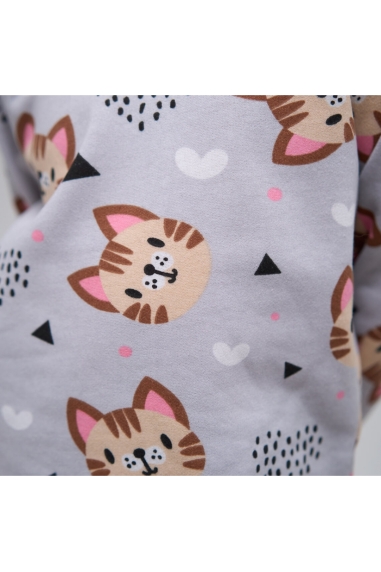 Піжама для дівчинки Киці сірий начіс(футер) - 2