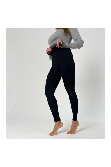 Лосини жіночі  Push-ap чорний трикотаж на хутрі - 2