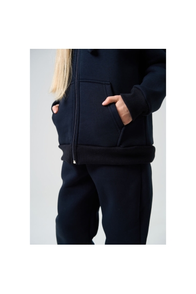 Костюм для дівчинки темно-синій тринитка на флісі - 3