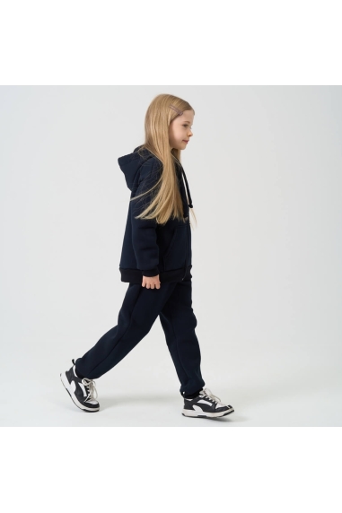 Костюм для дівчинки темно-синій тринитка на флісі - 6