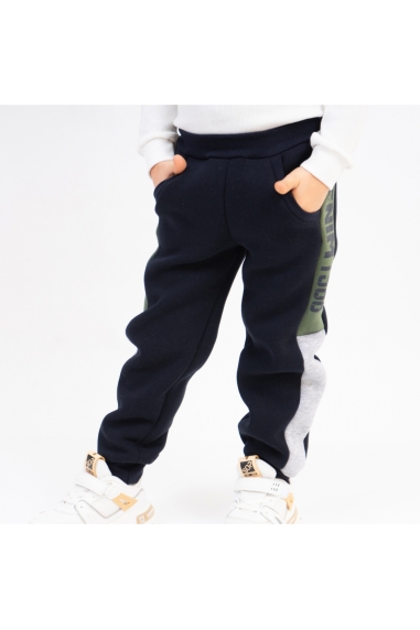 Штани для хлопчика теплі темно-синій тринитка на флісі