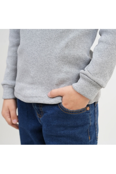 Гольф дитячий сірий щільний рубчик з начісом - 2