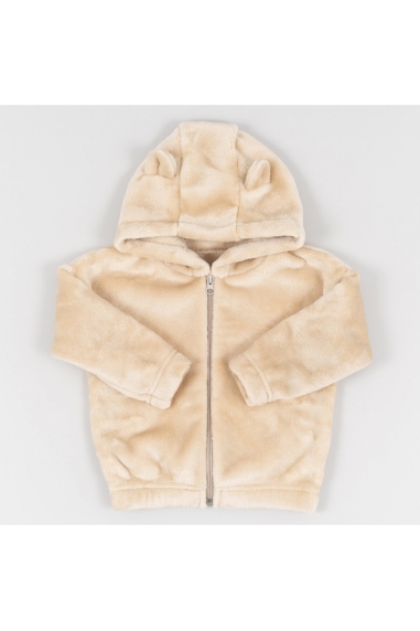 Куртка для малят пухнаста з вушками бежевий велсофт