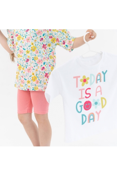 Пара футболок для дівчинки молочний стретч-кулір - 1