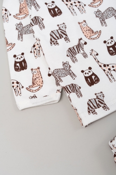 Піжама ясельна Звірята молочний начіс - 1