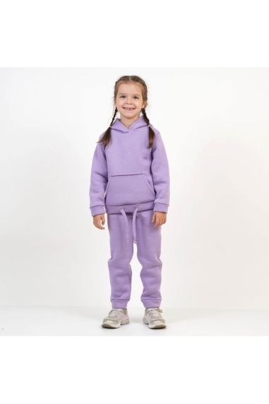 Теплий костюм для дівчинки бузковий тринитка на флісі