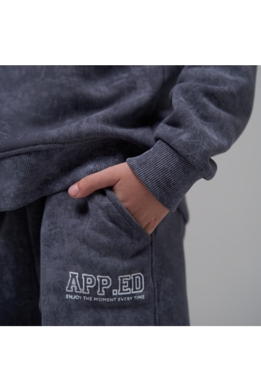 Теплі брюки для хлопчика графіт тринитка на флісі - 2