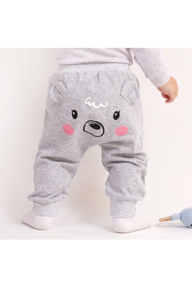 Штанці ясельні Ведмежатко сірий начіс (футер)