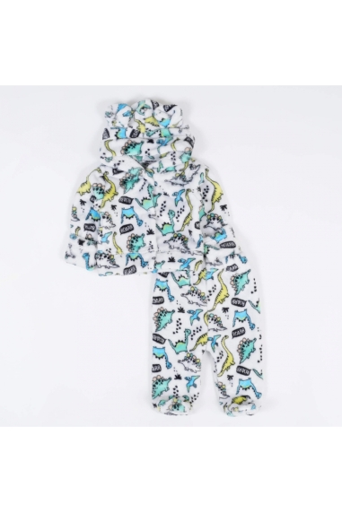 Костюм для новонароджених теплий з вушками бірюзовий велсофт