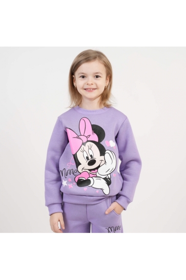 Костюм теплий для дівчинки Міні бузковий тринитка на флісі