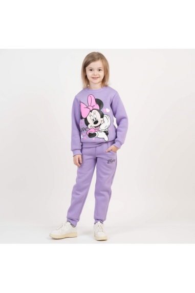 Костюм теплий для дівчинки Міні бузковий тринитка на флісі - 1