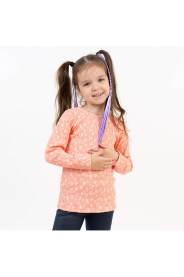 Блуза для дівчинки персик Сердечка персиковий рубчик преміум