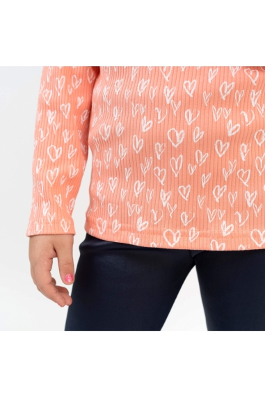 Блуза для дівчинки персик Сердечка персиковий рубчик преміум - 1