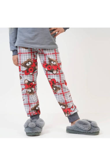 Піжама для дівчинки Ведмедик Сердечка графіт начіс(футер) - 2