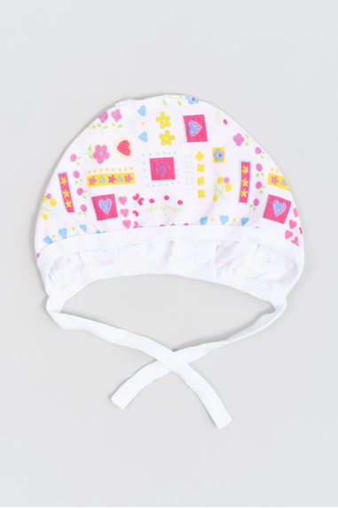 Шапочка ясельна для дівчинки Квіти рожевий інтерлок