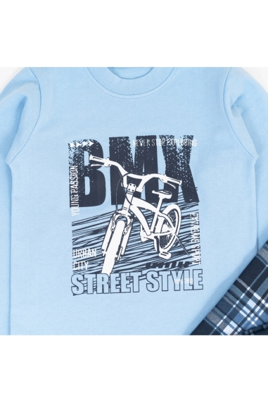 Піжама для хлопчика блакитний начіс (футер) - 1