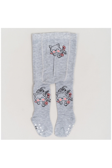 Колготки під памперс для дівчинки світло-сірий бавовна - 1