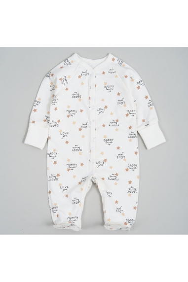 Чоловічки Сліпи для новонародженних "Мама кохає мене" молочний начіс (футер)