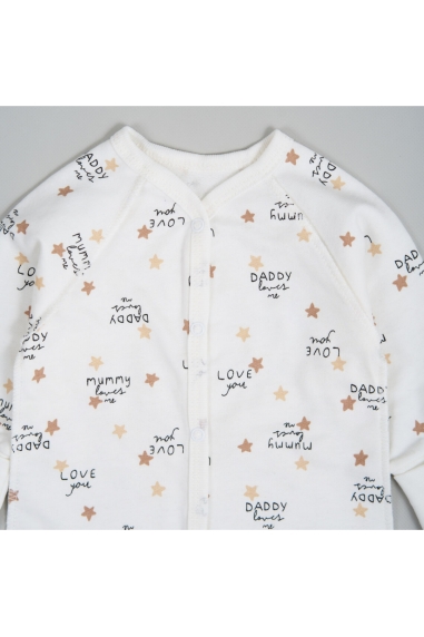 Чоловічки Сліпи для новонародженних "Мама кохає мене" молочний начіс (футер) - 1