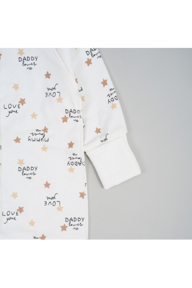 Чоловічки Сліпи для новонародженних "Мама кохає мене" молочний начіс (футер) - 2