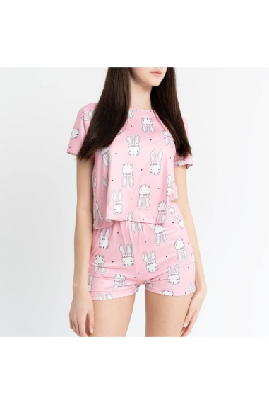 Піжама жіноча рожевий стретч-кулір - 2