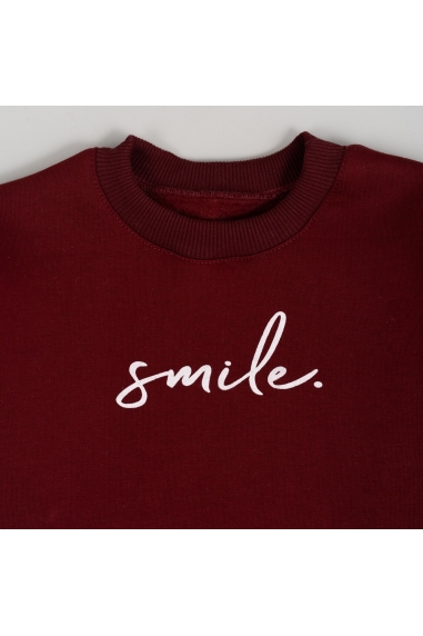 Світшот для дівчинки бордо тринитка на флісі - 2