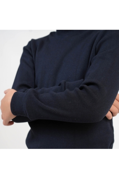 Гольф дитячий темно-синій щільний рубчик з начісом - 1