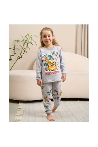Піжама дитяча сірий Собачки начіс