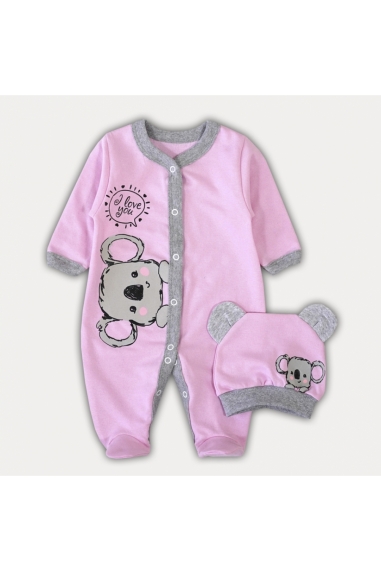 Чоловічок з шапочкою для малят Коала рожевий начіс (футер)