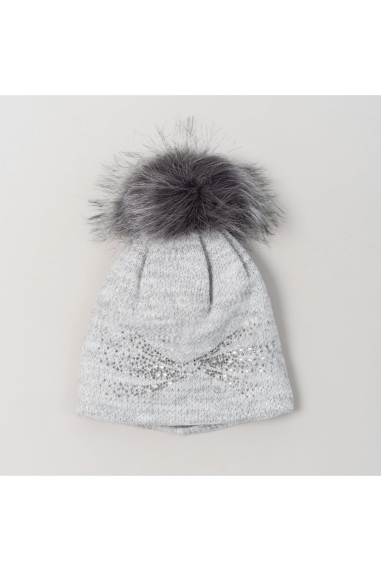 Шапка для дівчинки сірий меланж в'язка