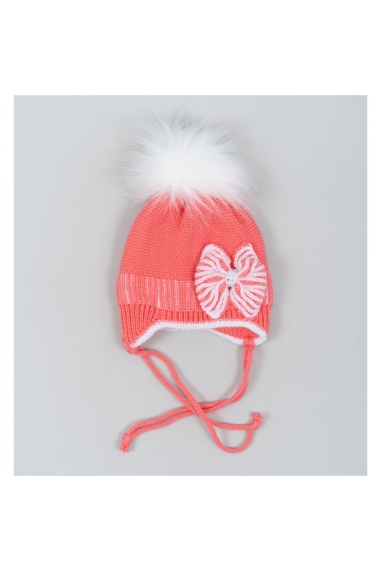 Шапка для дівчинки кораловий в'язка